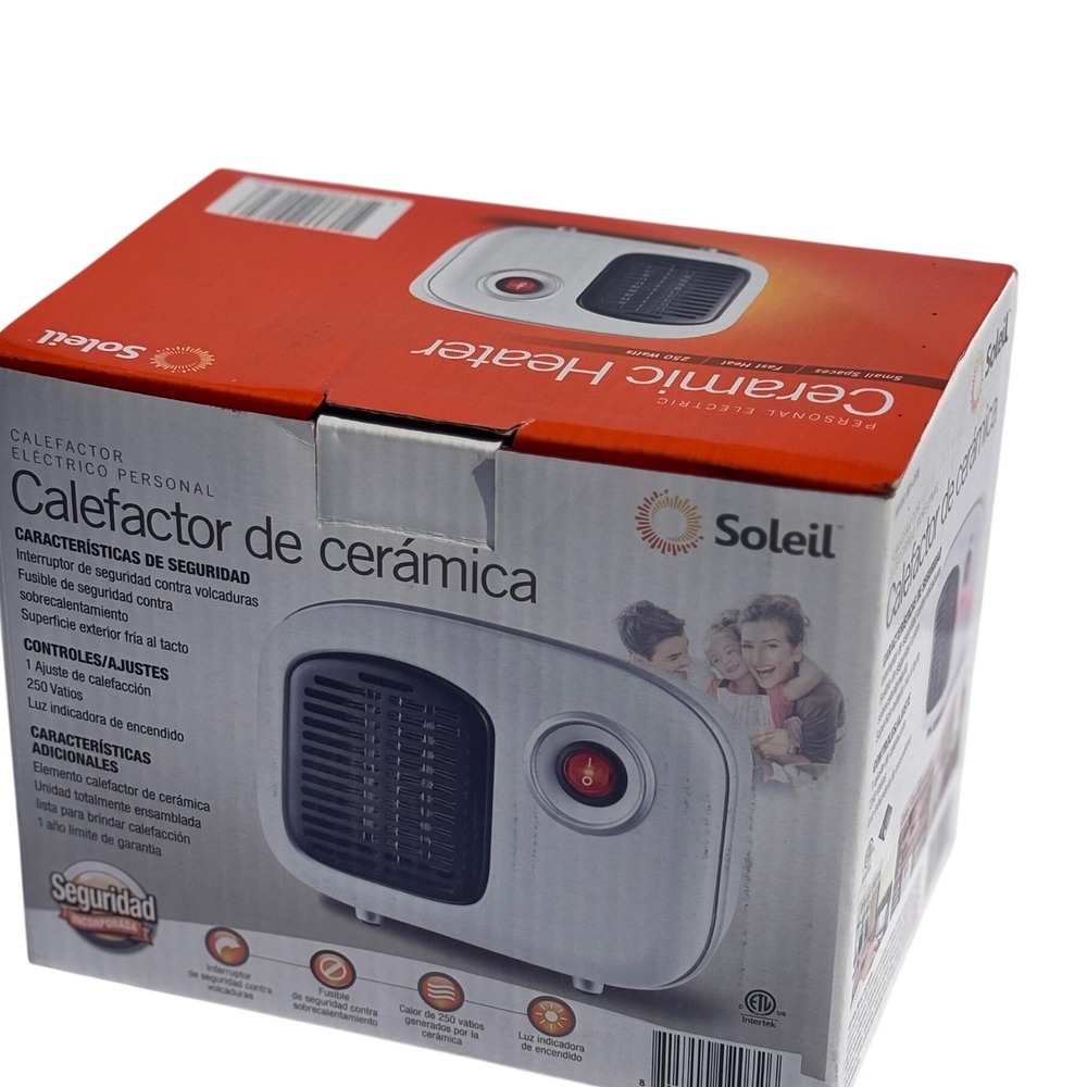 Soleil MH-08W Personal Ceramic Heater 250W Mini Portable Space Heater White‎